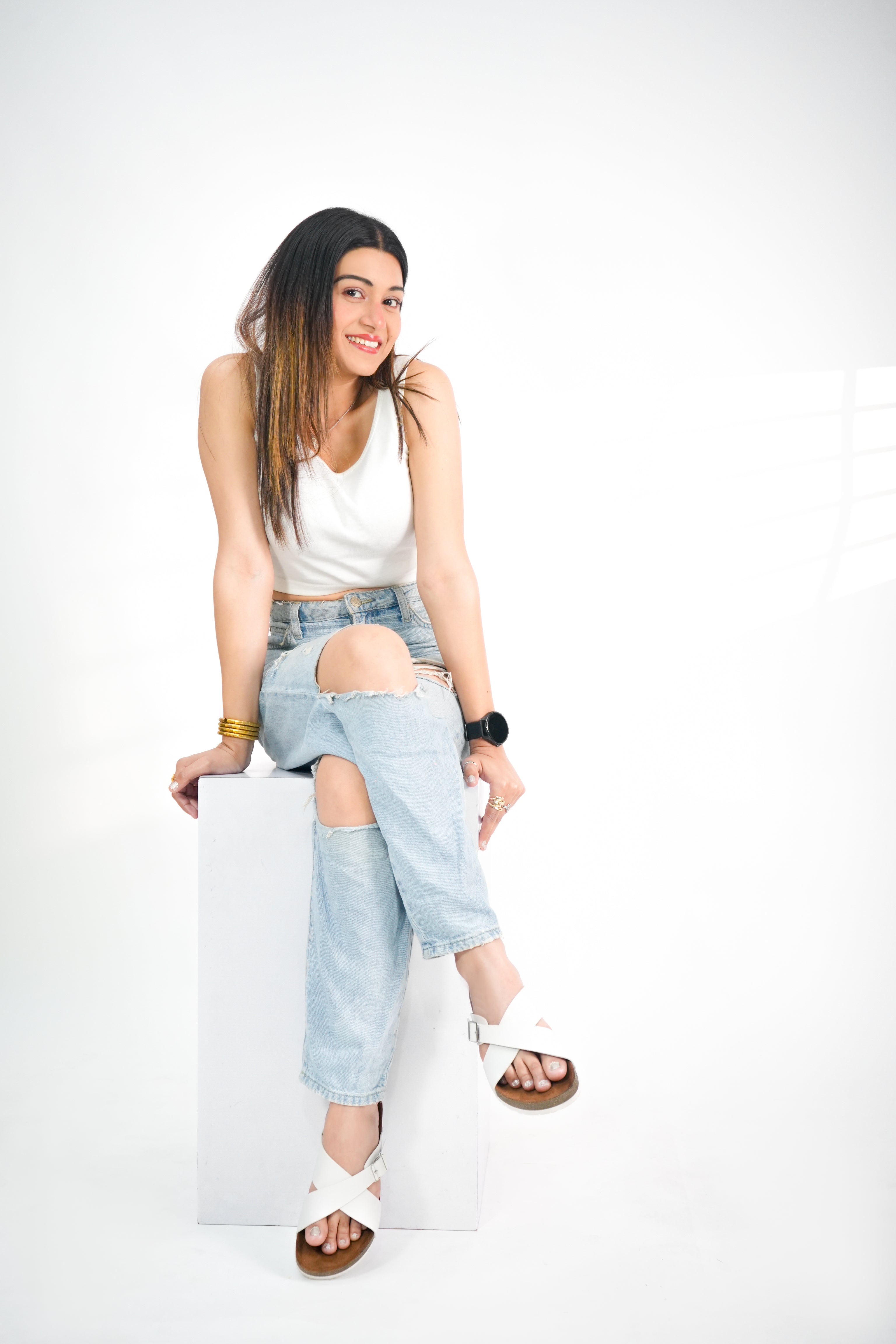 Women's Flat Sandals White