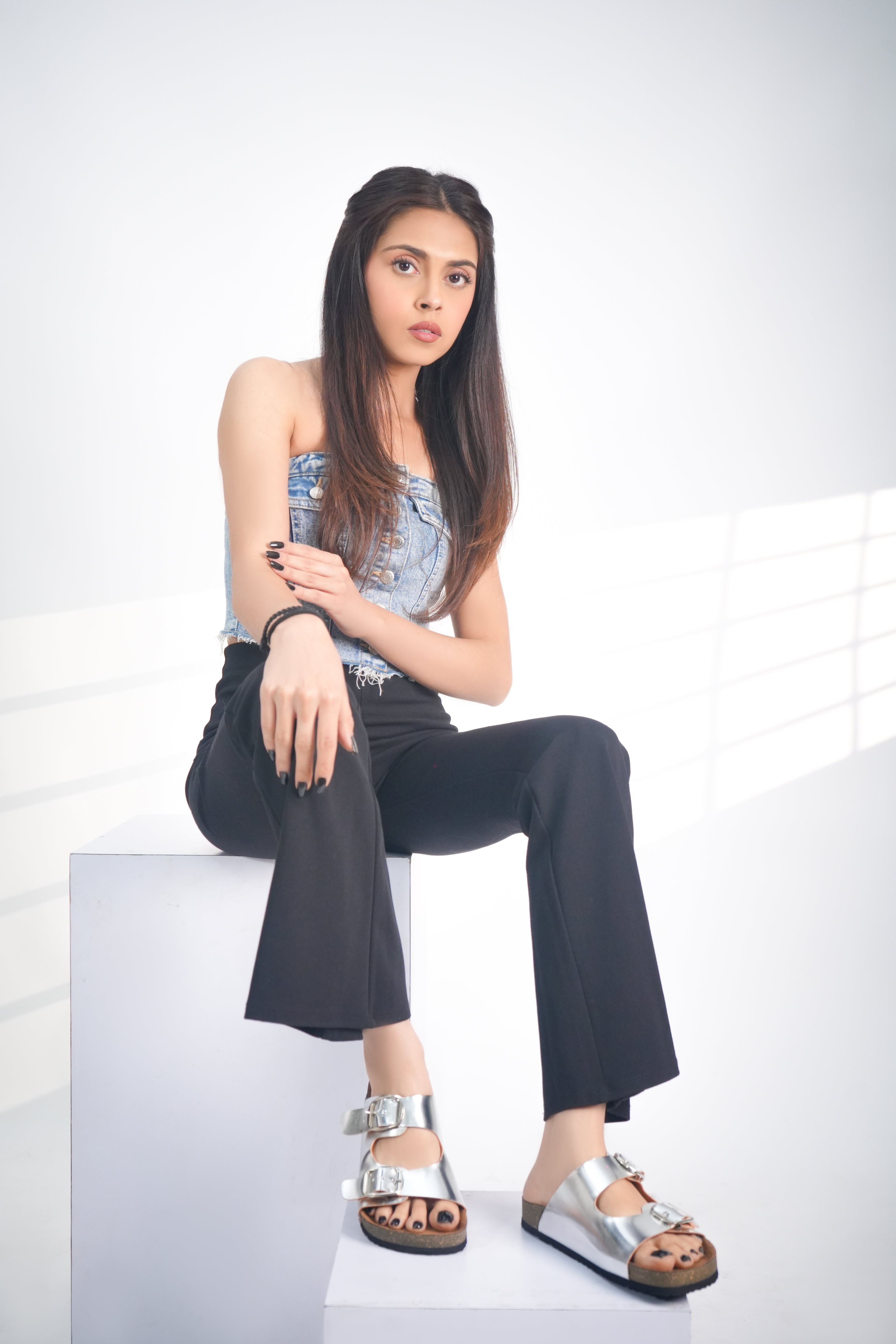 Silver Cork Flat Sandals for Women