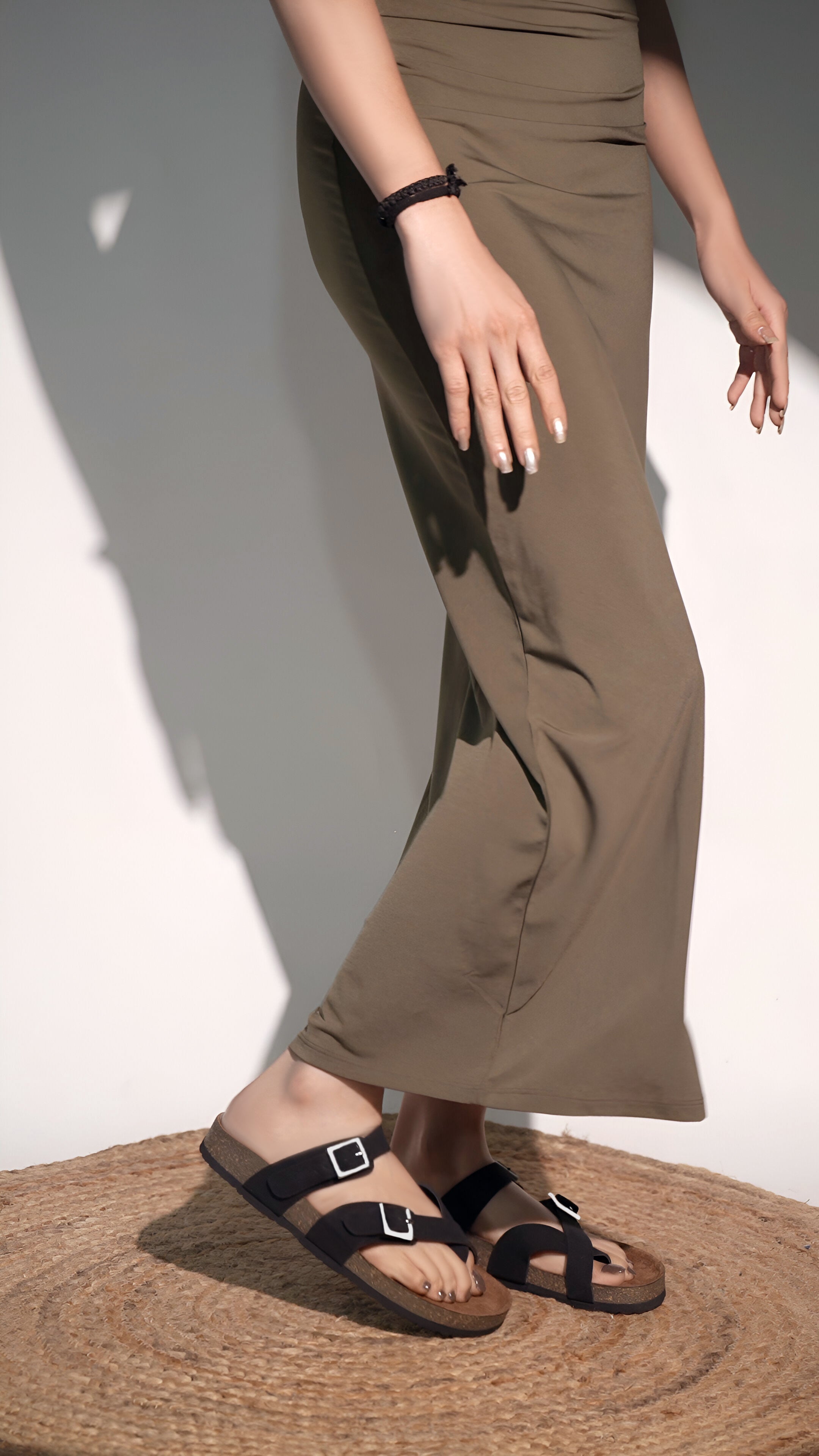 Black Suede Women's Flat Sandals - Soho