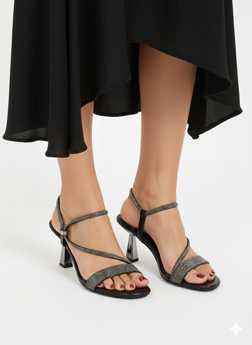 Black Kitten Heels Sandals for women