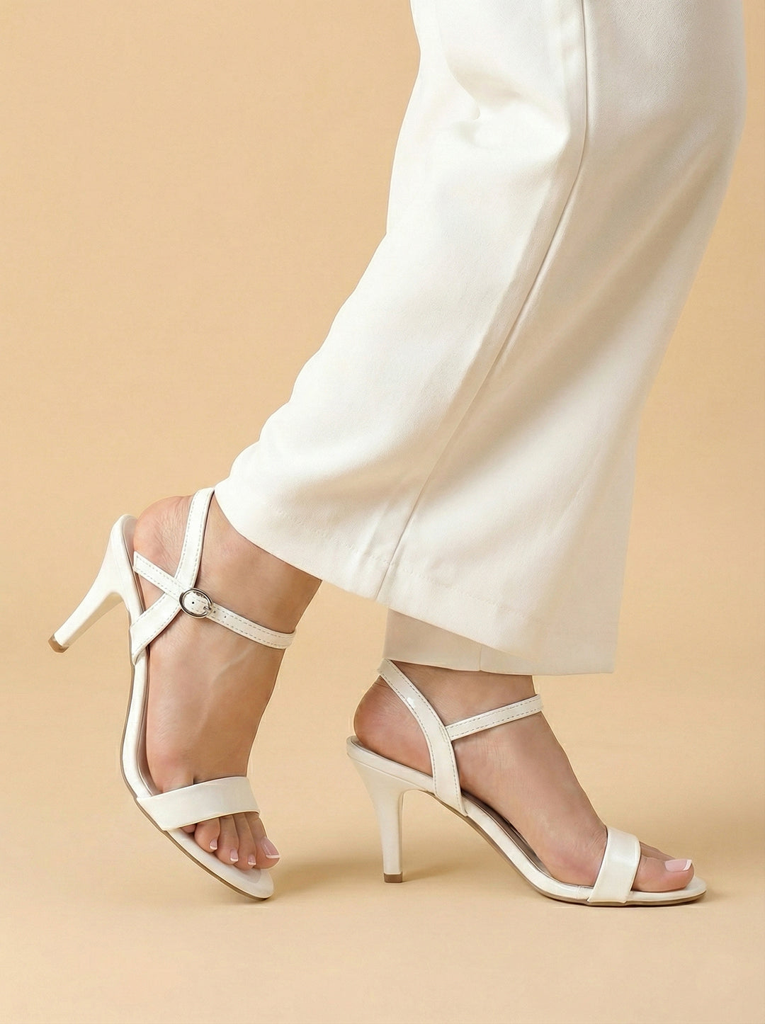 White Kitten Heels Sandals for women