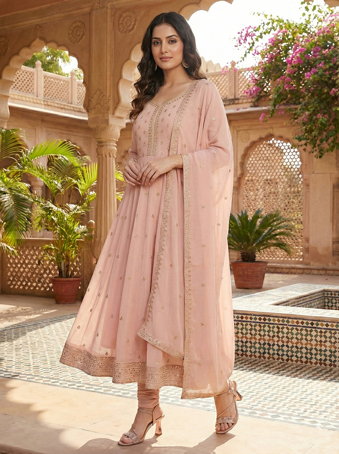 Rose Gold Kitten Heels Sandals for women