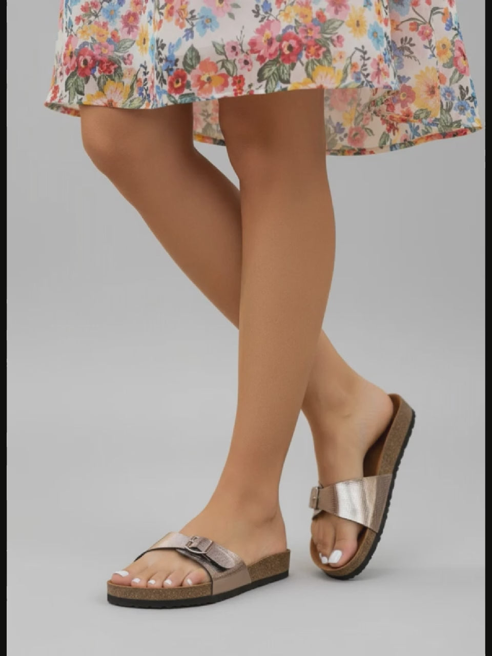 Gunmetal L Grain Sandals for Women - Camden